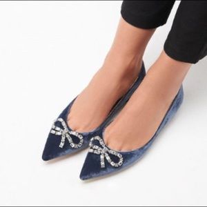 LK Bennett Elin Blue Velvet Flats (NWT)